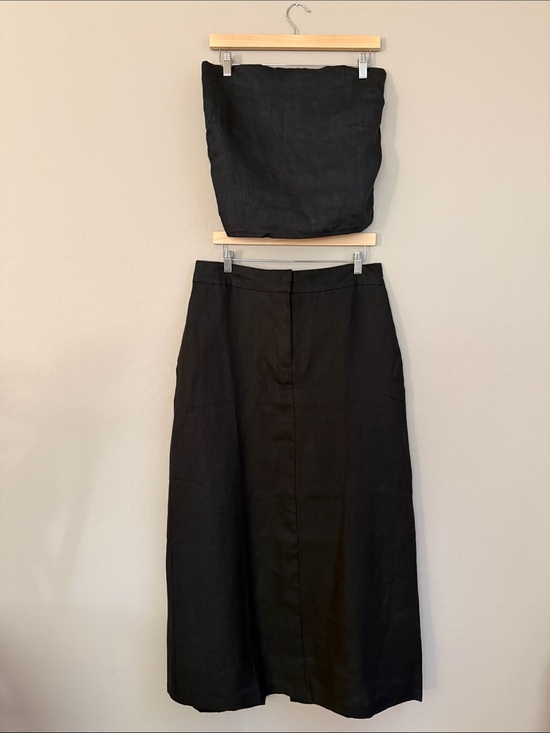 Faithfull the Brand Other - Faithfull the Brand Black Linen Set Nelli Maxi Skirt & Strapless Crop Top SZ 12